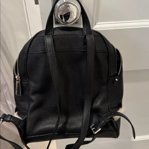 Michael Kors Rhea Black Leather and Cream Shearling Backpack - Picture 6 of 7